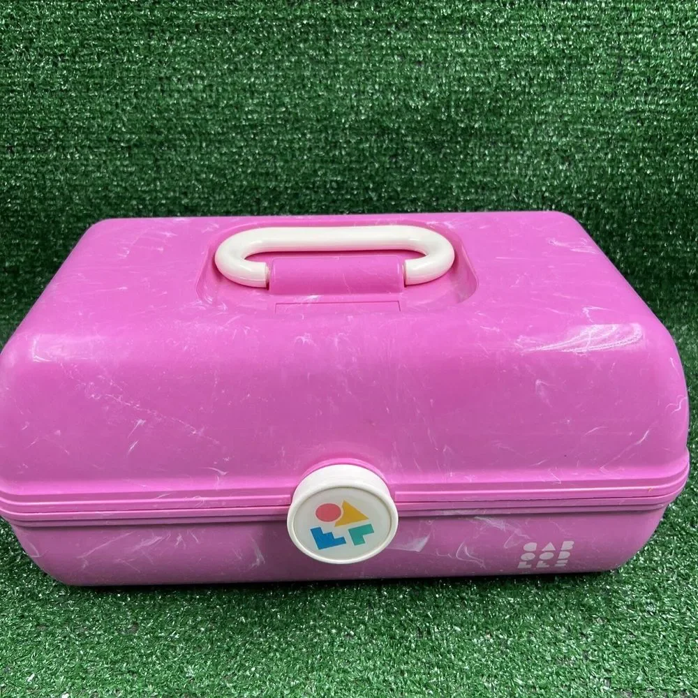 Caboodles of California Light Pastel Pink Swirl Large Makeup‎ Case #5626